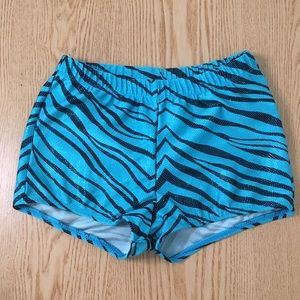 B86 Womens Pizzazz Athletic Dance Casual Zebra 🦓 Print Shiny Shorts Size Medium
